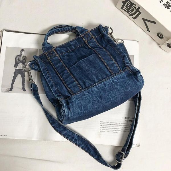 Bolsas de noite Mulheres jeans de crossbody bolsa casual satchel fêmea jean bolsa macia bolsa de cor sólida moda de moda vintage zíper para aluno