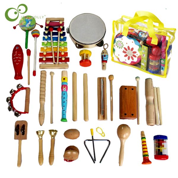 Wooden percussion set Drums Set for Toddlers - Educational Preschool Musical Instruments for Kids - Baby Instrument Toys (230506)