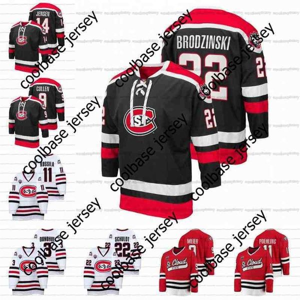 College Hockey indossa College St. Cloud State Huskies 2021-22 Maglia da hockey NCAA Kalle Kossila Seamus Donohue Ryan Poehling Jimmy Schuldt Jack Peart Kevin Fitzger