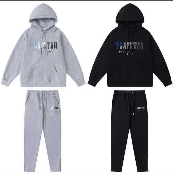 Roupas de grife de gorjeta masculina Capuz do moletom de moda de rap de pequeno grupo Trapstar Tapstar Blue Tootes Bordado Borno