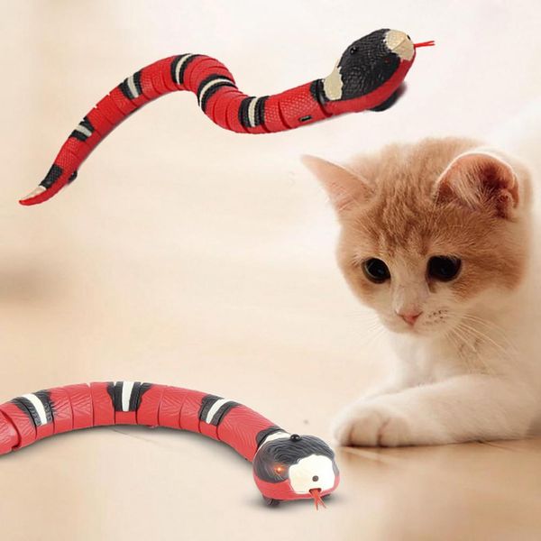 Giocattoli Creativi Giocattolo Elettrico per Gatti Simulazione di Induzione Intelligente Serpente Gatto per Animali Domestici Gioco Interattivo Serpente a Sonagli 3D Giocattolo Strisciante Carica USB