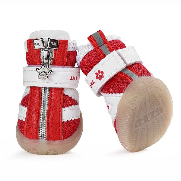 Sapatos de cachorro Sapatos de cachorro Mesh respirável Botas de cachorrinho anti -vislip com zíperes esportes ao ar livre Running Pets Shoes para cães pequenos Chihuahua pug