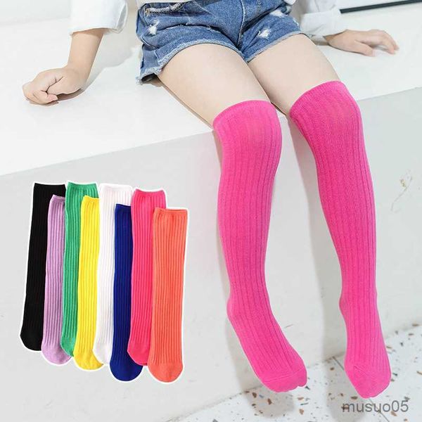 3 pezzi per bambini al ginocchio alto per bambini calze di cotone color caramello scaldamuscoli lunghi calzini carini per ragazza 3-12 anni vestiti per bambini