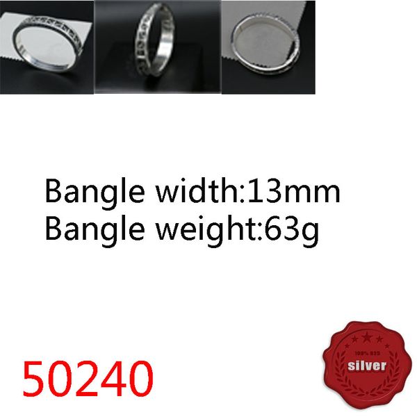 50240 Bangle Hip Hop S925 Серебряный серебряный браслет панк -стиль винтажные персонализированные якорные буквы