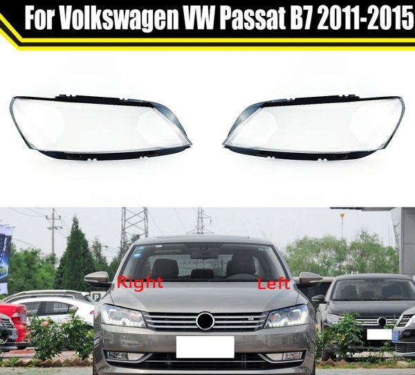 Farol do carro luz caso lente de vidro caso auto escudo capa abajur para volkswagen vw passat b7 2011-2015