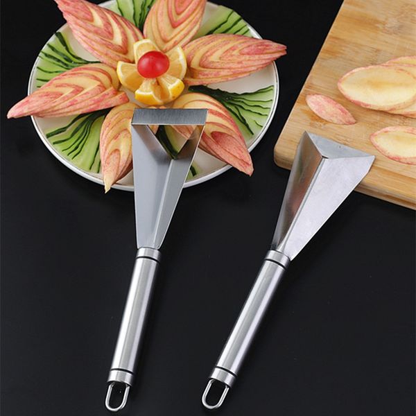 Edelstahl DIY Platte Dekoration Obst Carving Messer Obst Artefakt Dreieck Gemüse Cutter Nicht-slip Küche Gadgets