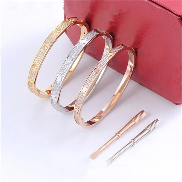 Luxurys Diamond Man Bracelet Designer Bangle Gold Srewdriver para mulheres Menções de luxo jóias de jóias de aço inoxidável parafuso de parafuso amor