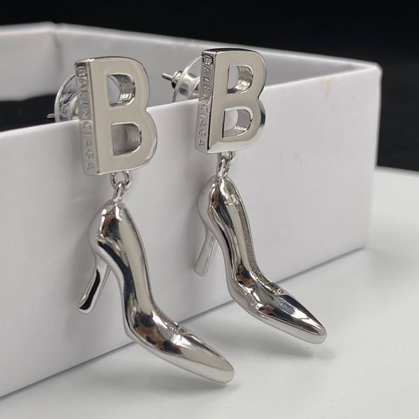 Роскошный дизайн бренда 14K Gold Letter B Высокие каблуки Женщины Серьги