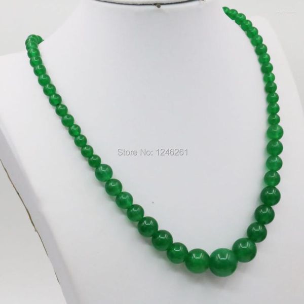 Catene 6-14mm Collana di calcedonio malese verde Catena perline rotonde Gioielli moda donna Regali per feste 18 pollici Pietra naturale fortunata