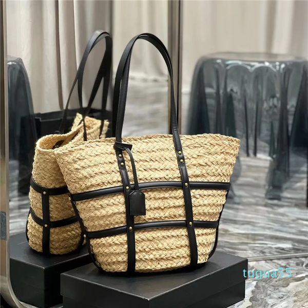 Bolsa de bolsa de banda de mão de designer saco de praia bolsas de cesta de cesto masculina linho linho grande designer de compras crossbody ombro ombro