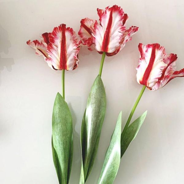 Fiori decorativi 1 pezzo fiore finto grazioso pappagallo 3D tulipano fiore di simulazione vibrante bella lunga durata