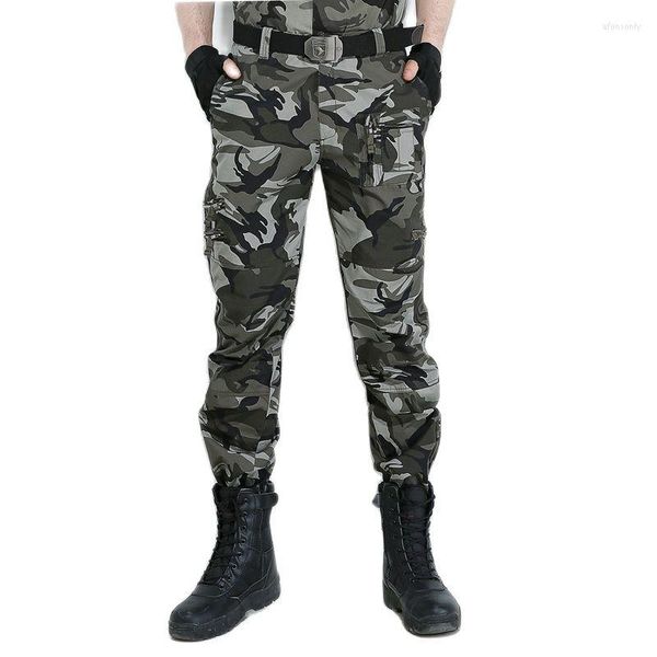 Calças masculinas Moda Militar Militar e feminino Tactical Casual Looks Multi-bolsos Camuflando macacões grandes