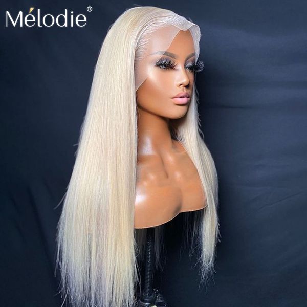 Кружевные парики Melodie 613 HD Blonde 30 40 дюймов 180 250 Прямо полная 13х6 передние человеческие волосы 13x4 Фронтальный парик Бразильский Реми 230505