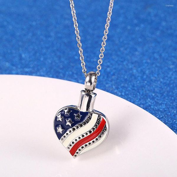 Цепочки из нержавеющей стали моды на память Америка флаг Кремации урн подвесной ожерелье для него подарки
