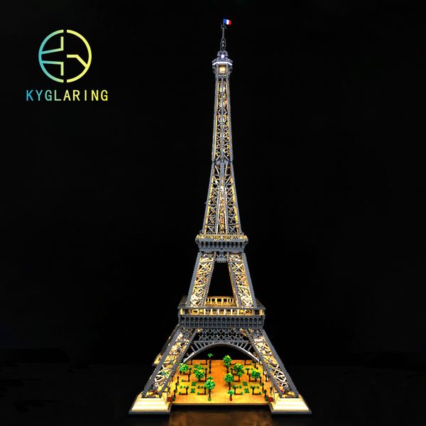 Blocs EN STOCK 10307 10001 Pcs Monde Célèbre Bâtiment Modèle Tour Eiffel Avec RC Lumière Briques Anniversaire Cadeau De Noël Jouets 230506