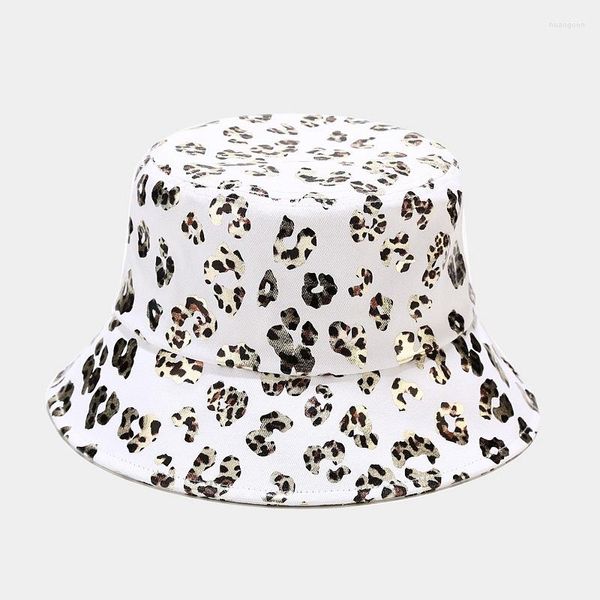 Berets Summer Leopard Print Print Faux Fur Bucte Bucket Sats для женщин на открытом воздухе тепло