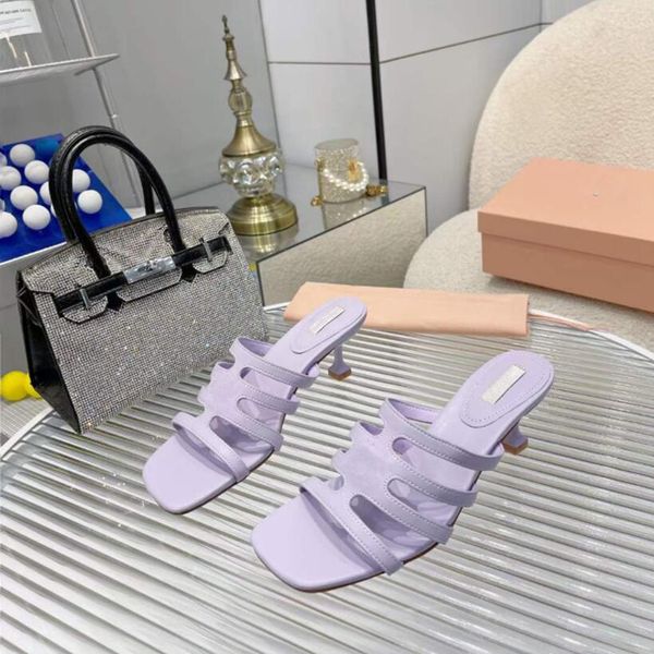 Moda pompaları kadın sandaletler moda gilda cam 65 mm katırlar İtalya narin kare ayak parmağı Slingback deri daha fazla kayış tasarımcısı basit aile sandalet yüksek topuklular kutu 35-43