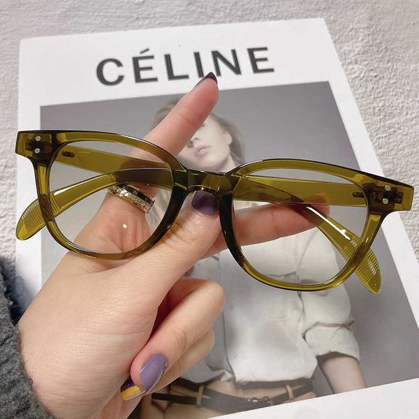 Modedesigner Gentle Monster Coole Sonnenbrille GM Neue grüne Anti-Blaulicht-Flachgläser für Frauen mit hohem Schönheitswert, Gesichtsstil für Männer mit Kurzsichtigkeit und schwarzer Brille