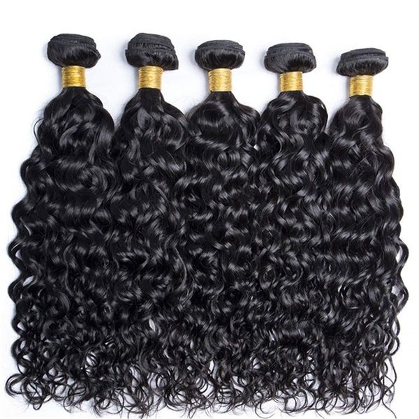 Lace Wigs Peruvian 10A Water Wave Bundles Unverarbeitetes lockiges Menschenhaar Weave Remy No Tangle 12 32