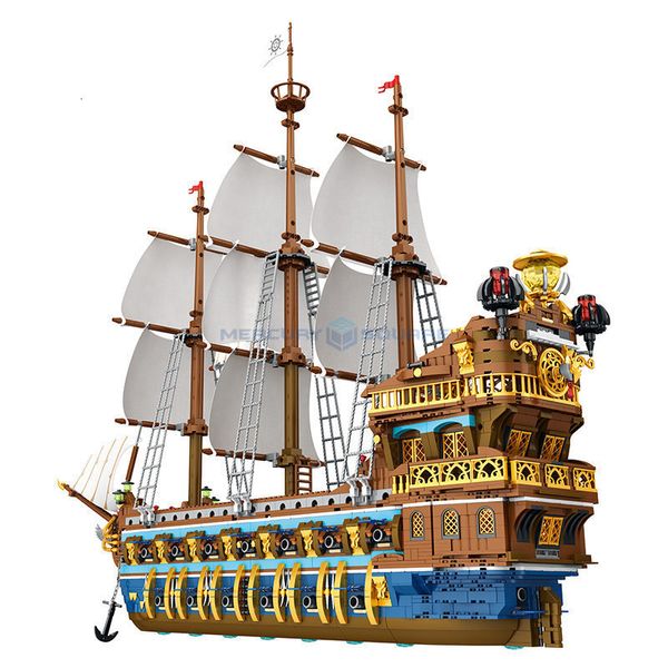 Bloqueia a frota real da frota Sun Model Ship Creative Expert Ideas 66011 veleiro Building Bricks Kids Caribbean Movie Toy for Gift 230506