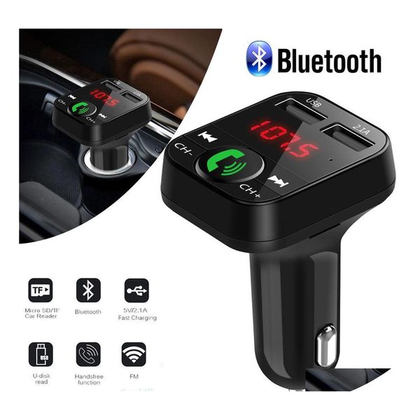 Bluetooth Car Kit Hands Wireless Fast Charger FM Transmitter Lcd MP3 Player USB 2.1A Zubehör O Empfänger Drop Delivery Handys Mo Dhgzt