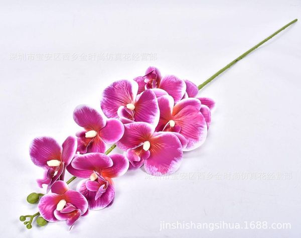 Dekorative Blumen, 2 Stängel, 91 cm hoch, weiß/violett, Kunstseide, Orchideen-Strauß, echtes Hochzeits-Blumenarrangement, Kunststoff-Blütenblätter