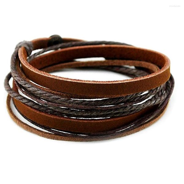 Очарование браслетов Кирикл подлинный кожаный браслет для женщин Мужчины Многослойное веревка
