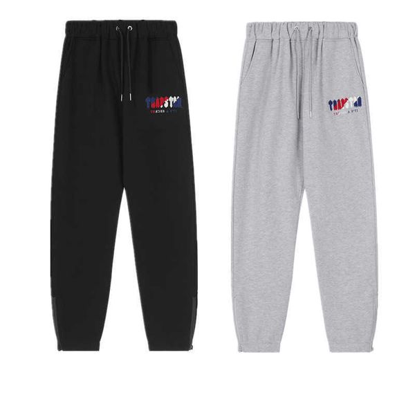 Roupas de grife Calças casuais na moda Trapstar Azul Vermelho Toalha Bordado Casal Feminino Calças Casuais Loose Plus Velvet Guard Pants Calças Jogger