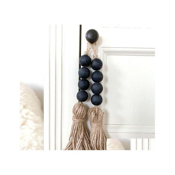 Decorazioni da parete Tassle Farmhouse Beads Natural Wood Bead Garland Modern Bohemian Der Knob con juta nappa M2998 Drop Delivery Baby Kids Dh8Ef