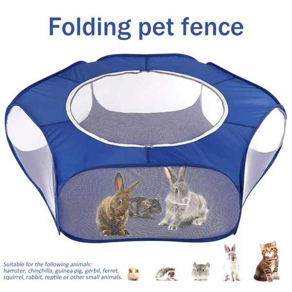 Impressoras Pet House para Dog Cat Tenda Dobrável Canil Dog Cerca Gaiola Pet Playpen Outdoor Indoor Game para Pequenos Animais Esquilo Coelho