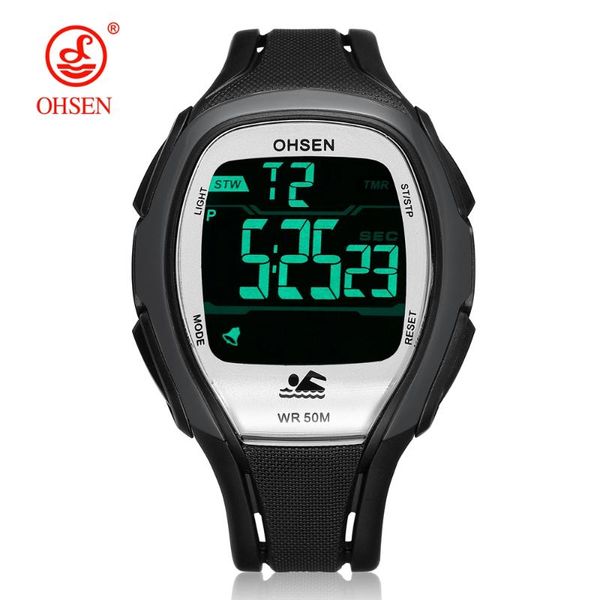 Avanadores de pulso Digital LCD Men Wristwatch 50m Diving Strap Stopwatch Stopwatch Black Fashion Outdoor Sport Watch Relogio Masculino