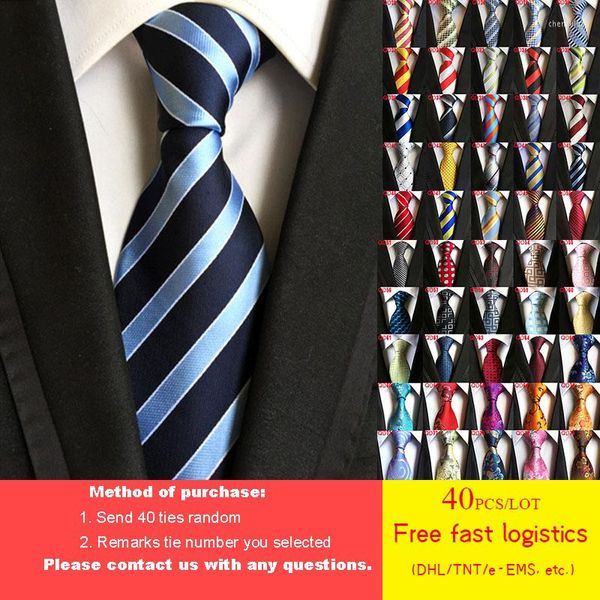 Laço de laço dhl/tnt 40pcs/lote 52 estilos amarre atacado clássico 8 cm mans seda luxuoso listrado gravata cravat