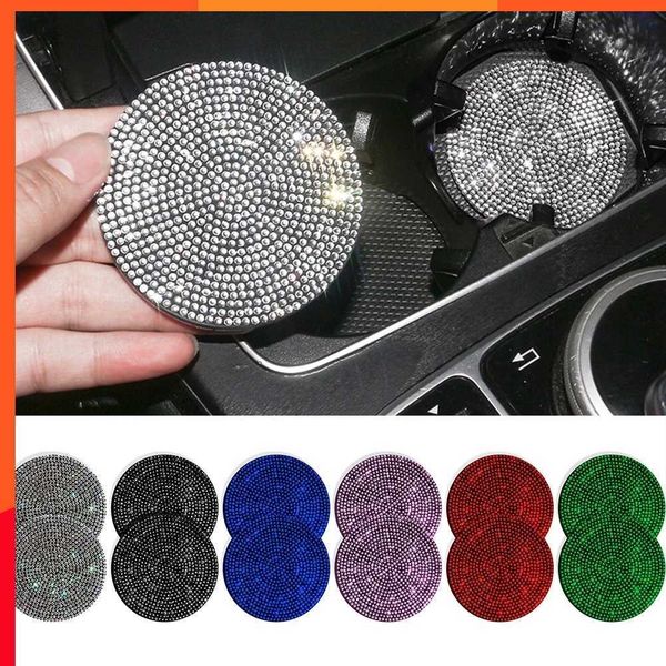 Lussuoso portabottiglie per tazza d'acqua per auto di lusso Tappetino antiscivolo Pad Gel di silice antiscivolo Auto Bling Accessori interni per auto per donna