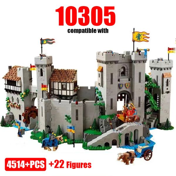 Blocks Lion King Castle10305 Construção Cavaleiros Castelo Medieval Castelo Definir brinquedos de constituição para crianças Presentes de aniversário 230506