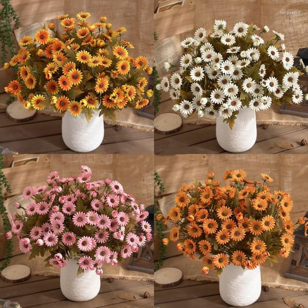 Fiori decorativi 31 cm Piante artificiali Fiore del sole Colorato Piccola margherita Seta Decorazione del giardino domestico Crisantemo Forniture per feste di nozze