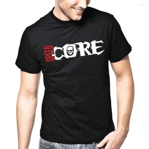 Camisetas masculinas 2023 Moda Solid Speedcore Gabber Hardcore Club DJ Music Skull Design Sua própria camisa