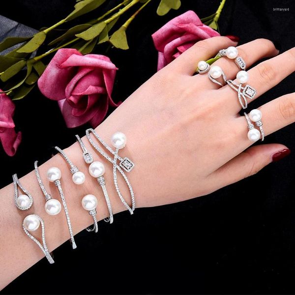 Collana Orecchini Set Missvikki Luxury Trendy DIY Charm Perle Bangle Ring Per Matrimonio Nuziale Design originale di alta qualità Fashion Style