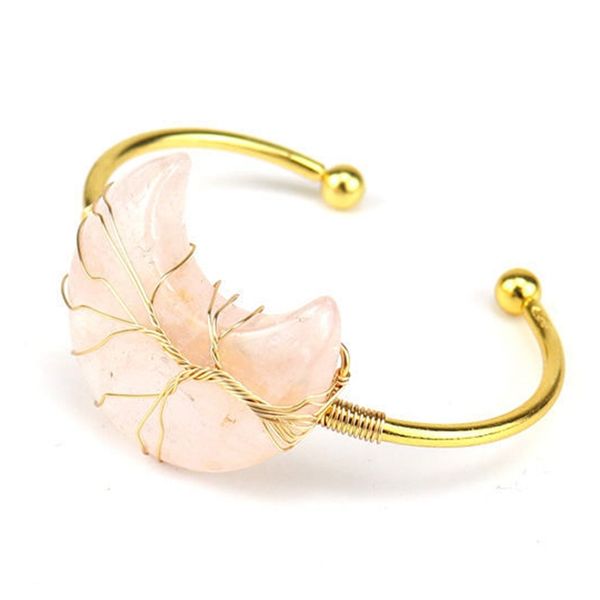 Guarigione naturale Bracciale al quarzo rosa Filo di rame Albero della vita Braccialetto boemo Gioielli per donne e ragazze all'ingrosso