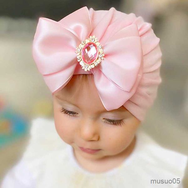 Caps Hüte Shining Strass Bowknot Infant Indian Hat Weiche hautfreundliche Baumwolle Baby Girl Caps Fashion Handmade Bows Headwear