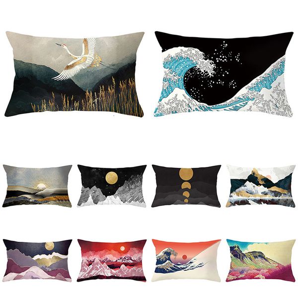 Almofada Decorativa Almofada 30x50 Caixa Digital de Paisagem Penas do Sunrise Para Cadeira de Sofá em casa Caso decorativo Van Gogh Starry Night Cushion Capsões 230505