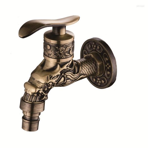 Küchenarmaturen Antike Bronze Bibcock Garten Wandmontierter dekorativer Wasserhahn Heimgebrauch Kleines Einloch-Wasserhahn für den Außenbereich Zinklegierung