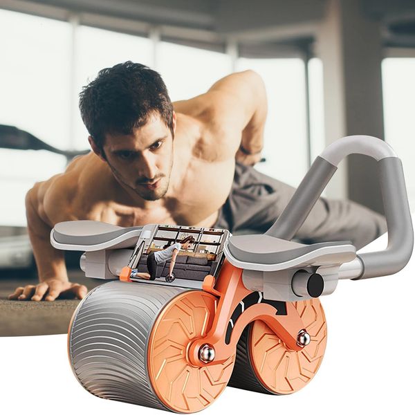 Ab Rollers Automatic Rebound Ab Wheel Roller with Elbow Support Silence Abdominal Wheel Trainer for Home Exercise Gym Fitness Equipment 230506