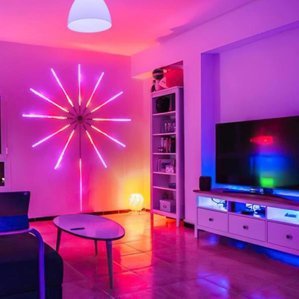 Dizeler Rüya Renk Havai Fişekler Işık Led Şerit Değiştirme Müzik Senkronizasyon Ses Kontrol Halat Işıkları Kiti Bar Partisi Tatili