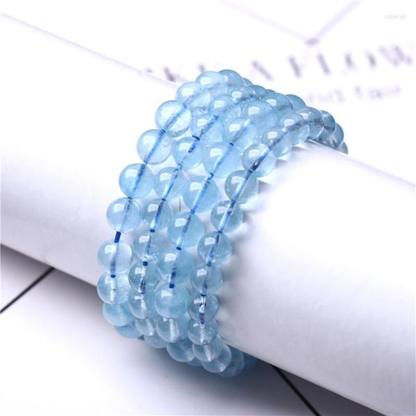 Strand 6A Classe Natural Sea Blue Treasure Bracciale singolo con perline rotonde Gioielli fatti a mano fai-da-te