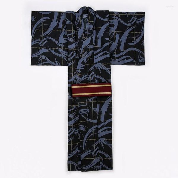Etnik Giyim Vintage Erkekler Kimono Yukata Robe Elbise Geleneksel Samuray Kimonos Elbise Klasik Cosplay Kostümleri Japonya Sahne Gösterisi