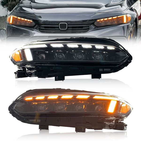 LED Gloeilamp Koplampen VOOR HONDA CIVIC 11TH SEDAN/HATCHBACK/TYPER 2021-2023 Matrix Lens Richtingaanwijzer koplamp