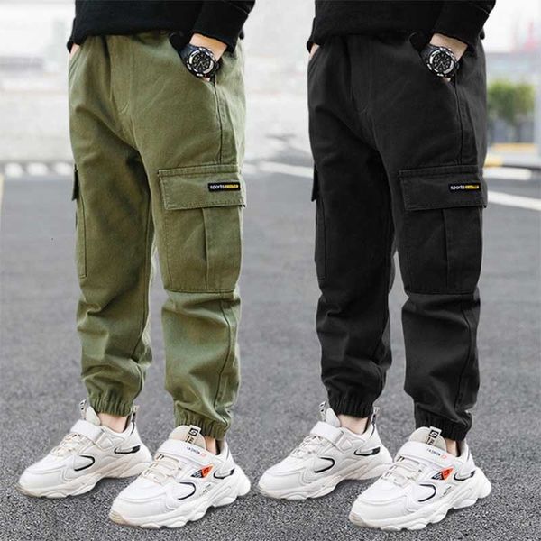 Calça de cargo de shorts meninos inverno outono calça grossa infantil casual esporte para crianças adolescentes roupas para 4 11 anos 230505