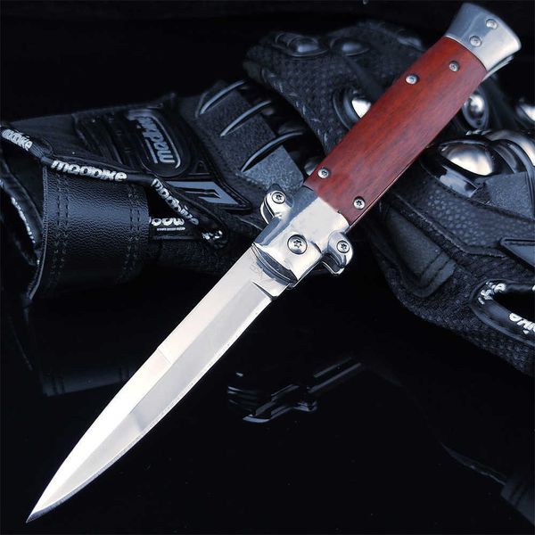 Кемпинг -охотничьи ножи Итальянский классический AKC Style Au.to Adsing Pocket Folding Knife 440C Blade Wood Hande