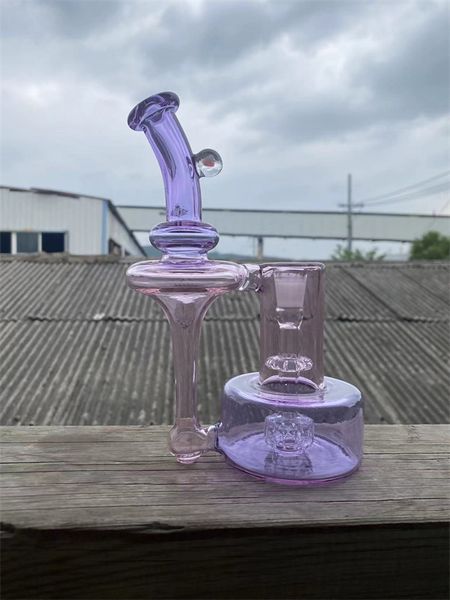 Narghilè in vetro da fumo stile rbr3.0 riciclato con colore cfl rosa e viola da 14 mm con giunto opale