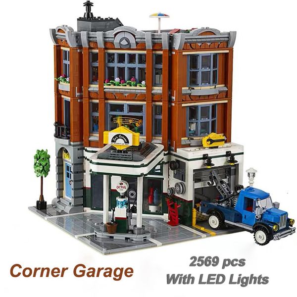 Blocks Corner Garage Building Bricks Toys mit LED-Licht für Kindergeburtstagsgeschenk Kompatibel 10264 230506